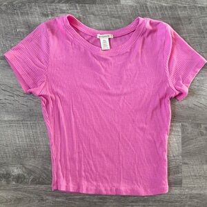 Bozzolo Pink Ribbed Crop Top